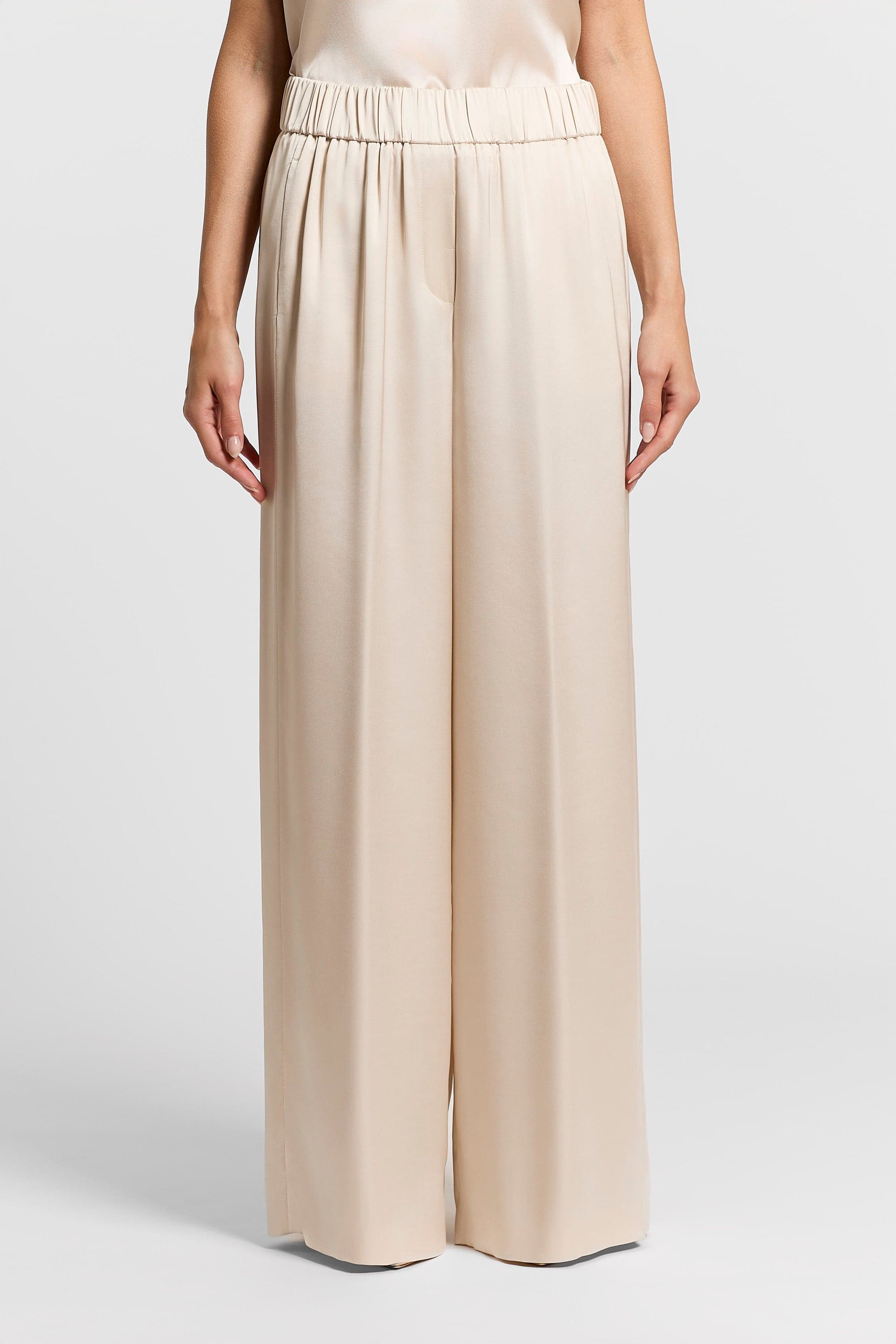 Woman pants Viscose satin Photinia red