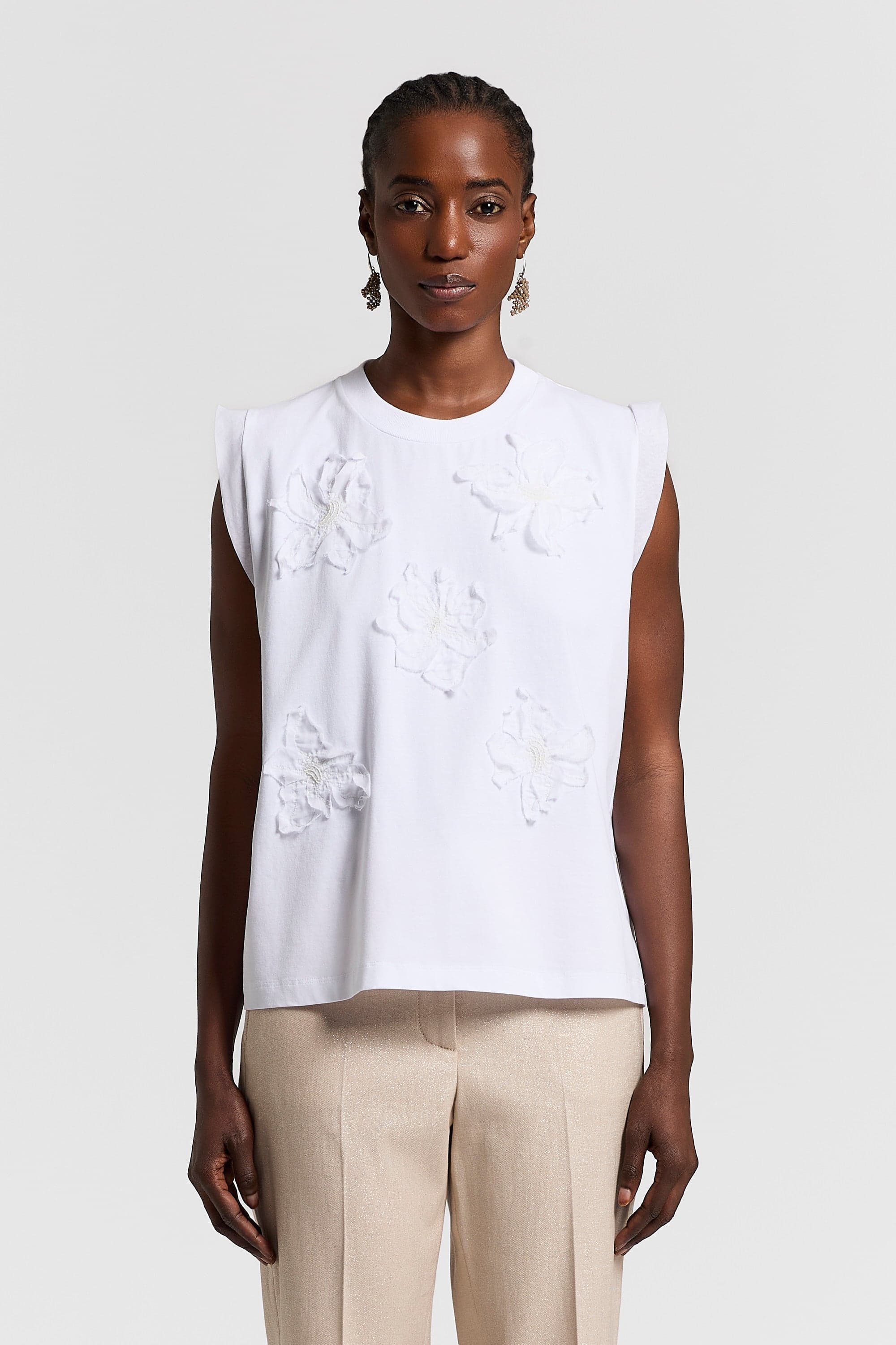 Woman shirt Bielastic cotton jersey made of Microdream yarn Light white