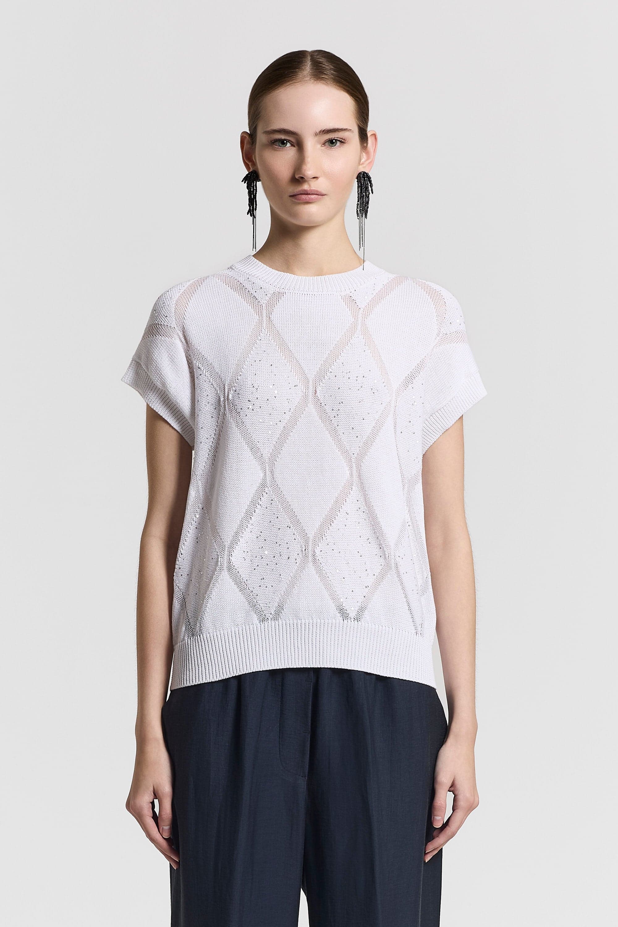 Tricot Sweater Pure cotton yarn Night blue